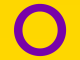 drapeau intersexe : un rond violet sur fond jaune