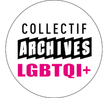 logo : collectif archives écrit en noir LGBTQI+ écrit en violet.